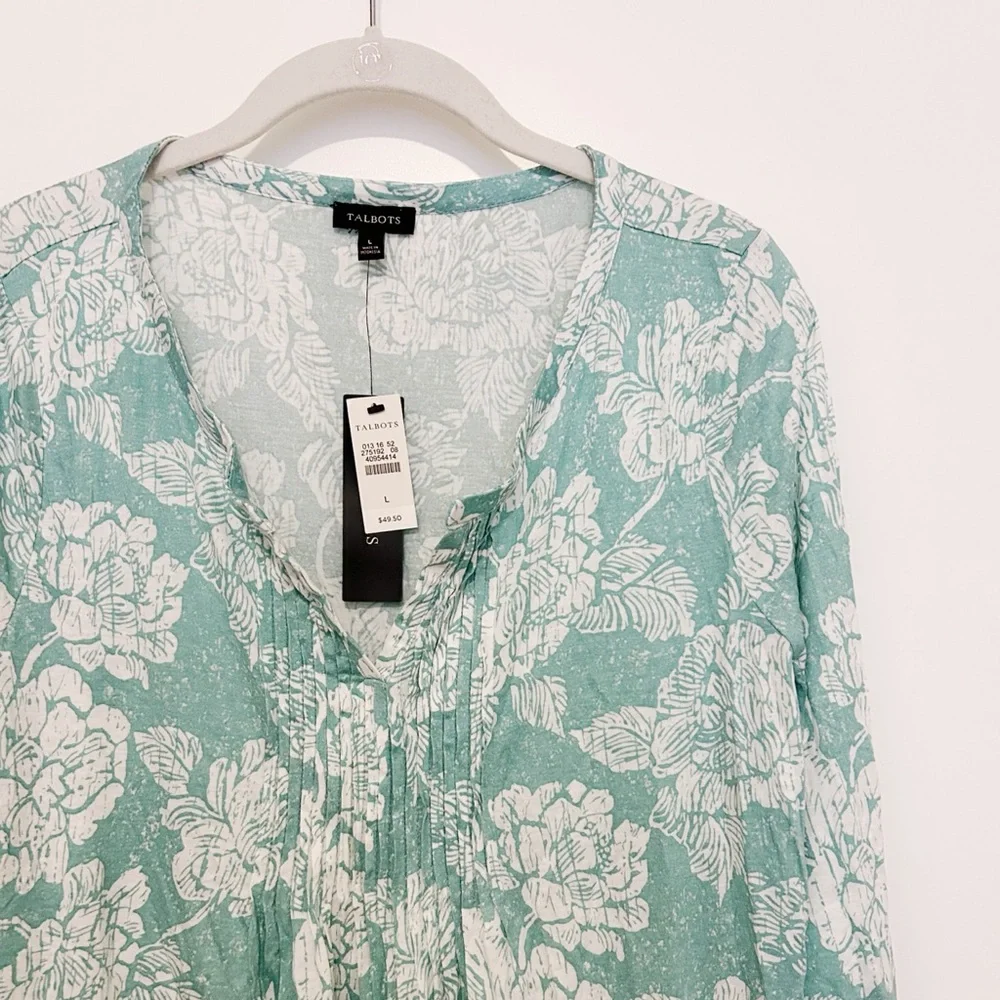 NWT Talbots Floral Pintuck Blouse - Picture 3 of 4